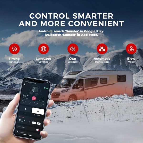 Diesel Luftvarmer, Smart Bluetooth Kontrol, Effektiv Opvarmning,A2209 Switch