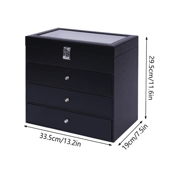 Brille Display Case, 4-lags Organizer, Rummer 24 Tilbehør,sort