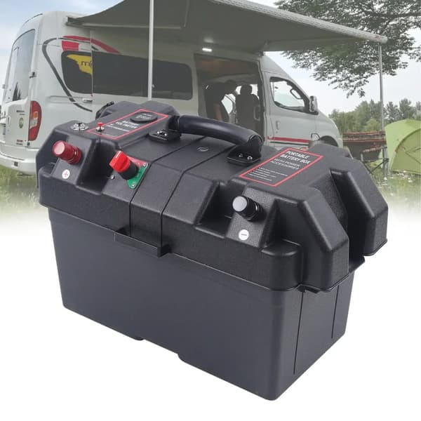 Batteriboks, Holdbar Konstruktion, Dobbelt USB-porte,sort