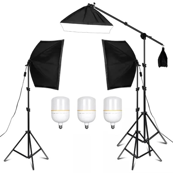 Softbox-ljuskit, justerbart stativ, E27-sockelkompatibilitet, 3st 2-färgade lampor