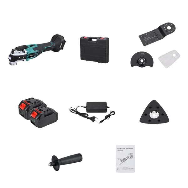 Oscillerende Multi-Værktøj, Børsteløs Motor, 6 Hastighedsindstillinger,2 Batterier