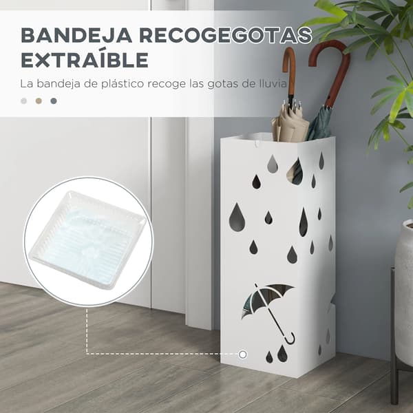 Paraplystander, Holdbart Stål, Pladsbesparende Design,Hvid