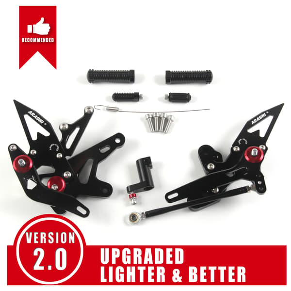 Justerbare fodstøtter, holdbart aluminium, tilpasset ridestilling,Sort