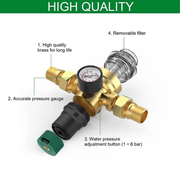 Tryckregulator, Integrerad Tryckmätare, Kompatibel med VVS-system, DN20