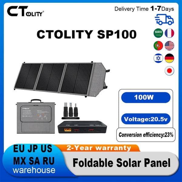 Solpanel, 100W, Fällbar Design,20.5V, 100 W, SP100