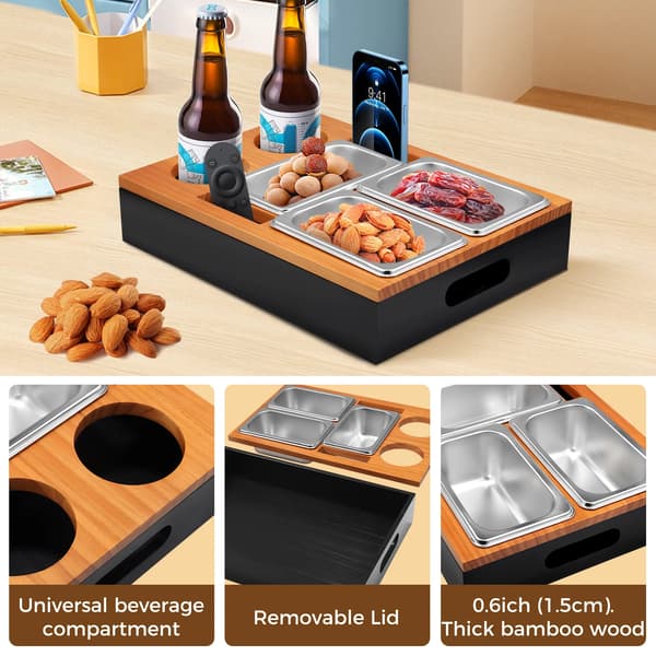 Snack Box, Træbygning, Multifunktionelt Design,sort