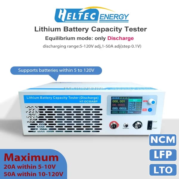 Elektronisk belastningstestare, stöder 5-120V batterier, högprecisionsmätning,120V 50A