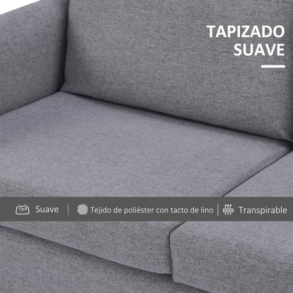 Sofa, Syntetisk Linnedække, Skandinavisk Design,LYS GRÅ