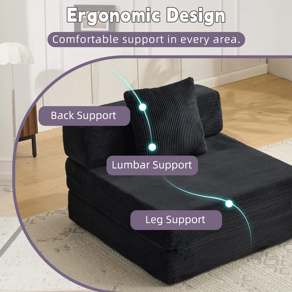 Sofa Seng, Pladsbesparende Design, Multifunktionel Brug,Sort