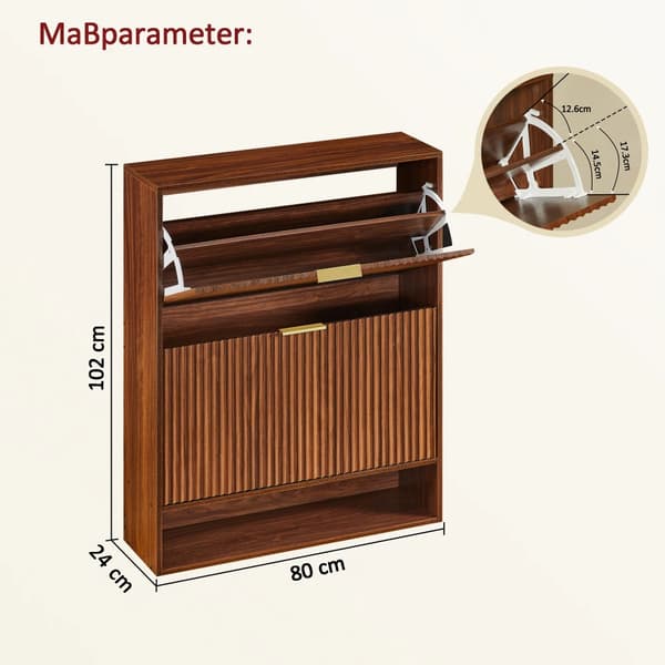 Sko Skab, Justerbare Hylder, Anti-Tip Design,Kaffe