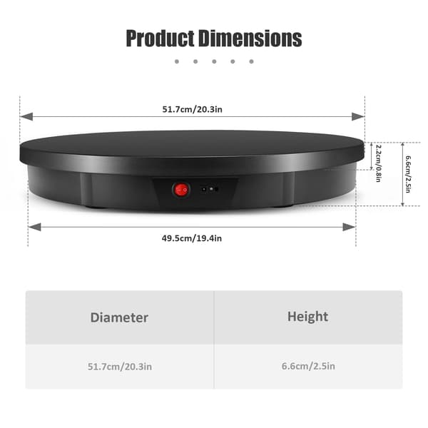 Roterende Display Stativ, 360° Rotation, Batteridrevet,sort
