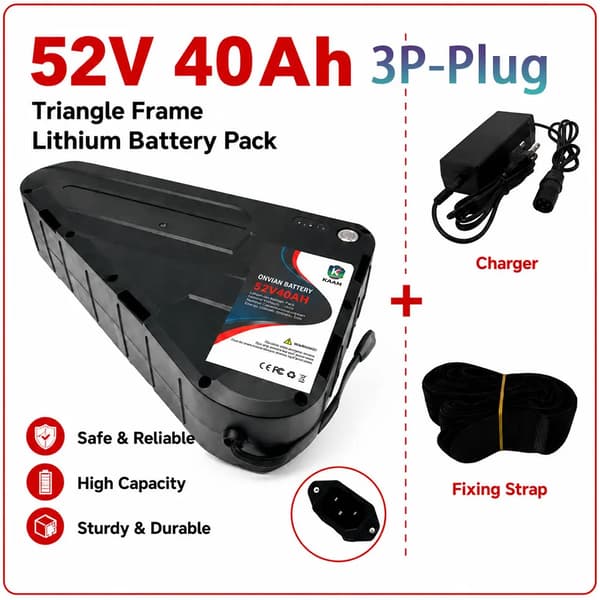 Litiumjonbatteri, 40AH kapacitet, hållbar hård låda,52V40AH-3P-Plug