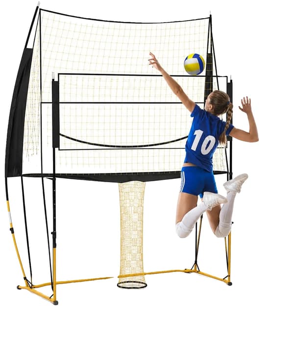 Volleyball Træningsnet, Justerbar Højde, Bærbart Design,Gul + Sort