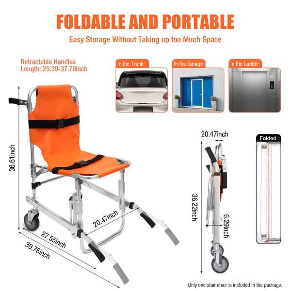 Stolassisterande enhet, Fällbar design, Hög lastkapacitet,orange