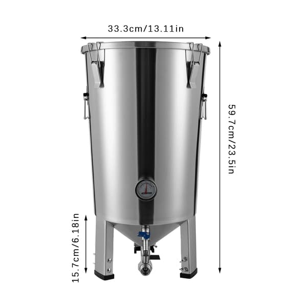Fermenteringstank, 304 rostfritt stål, 32L kapacitet,Silver