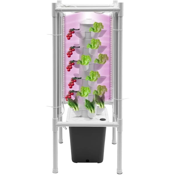 Hydroponisk Torn, 30 Växthål, LED UV-belysning,VIT
