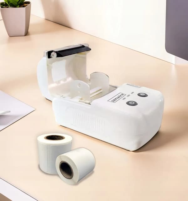 Etiketprinter, 203 DPI opløsning, 50 mm/s udskrivningshastighed, 1500 mAh batteri, Bluetooth-forbindelse, USB-C-interface