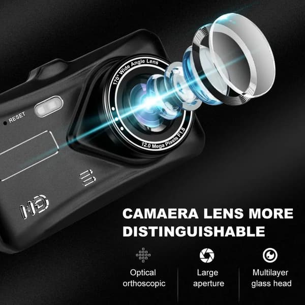 Dash Cam, Dobbelt Optagelse, Touch Screen Display,A-JILUYI-BK, 32G