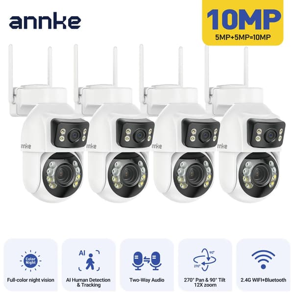 PTZ Kamera, 12X Optisk Zoom, Dobbelt Linse,4PCS