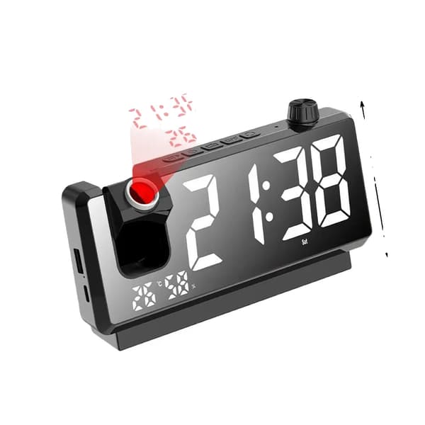 Digital klockprojektor, HD LED-display, temperatursensor,svart