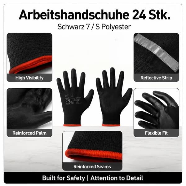 Arbets手skar, Hållbar Polyester, Bekväm Passform,Svart