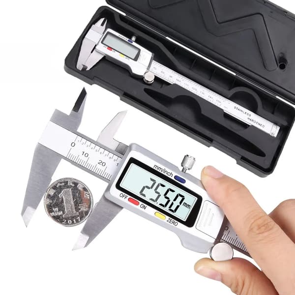 Vernierkaliper, Digital Display, Hög Noggrannhet,Silver med låda