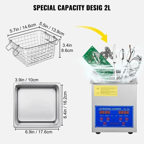 Ultralydsrenser, 40 kHz frekvens, digitalt kontrolpanel,2L JPS-10A