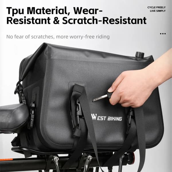 Cykeltaske, Udvideligt Design, Vandtæt Materiale,sort, 30L