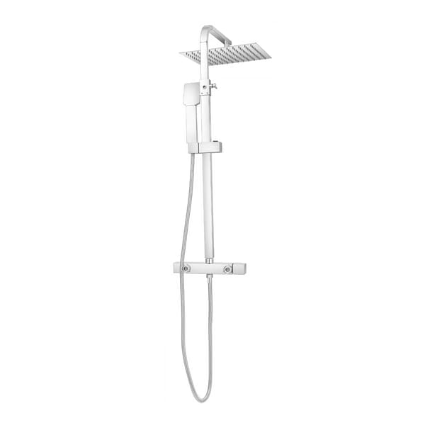 Termostatisk duschsystem, väggmonterad design, dubbelt vattenutlopp, G1/2, Silver