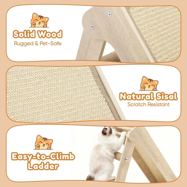 Kattklösbräda, Triangulär Fällbar Design, Solid Trä Konstruktion,ljusgul