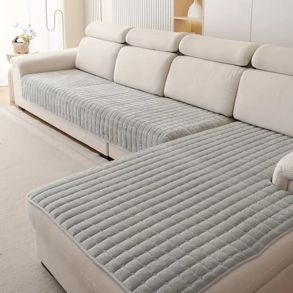 Sofa Beskytter, Blød Polyester, Skridsikker Design,Farve LYS GRÅ