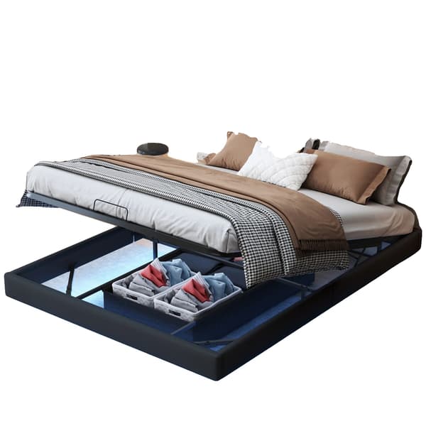 Flydende Seng, Elegant Design, Stabil Konstruktion,Sort 160x200