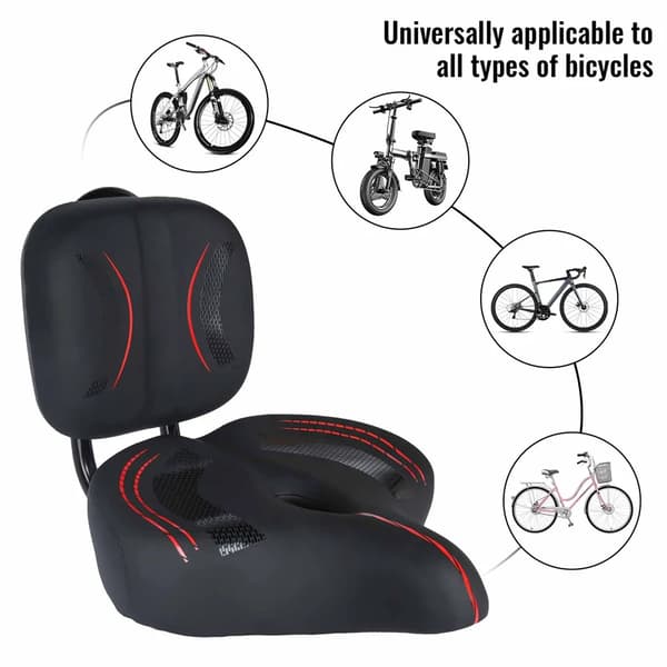 Cykelsæde, Ergonomisk Design, Justerbar Rygstøtte,sort