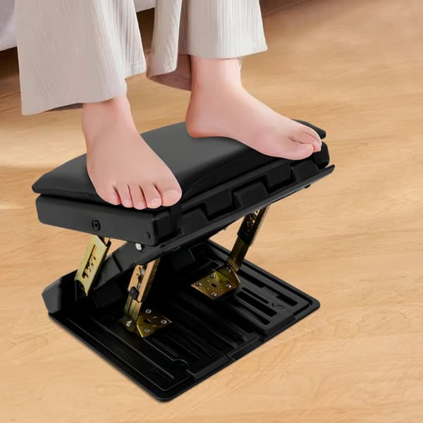 Fodstøtte, Ergonomisk Design, Justerbare Højdeindstillinger,sort