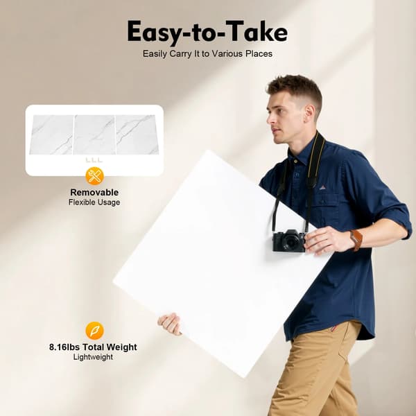 Fotobaggrundsbræt, Dobbelt-sidet Design, Holdbart PVC Materiale,HVID