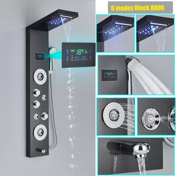 Brusepanel, Flere funktioner, Nem installation,Sort 8006
