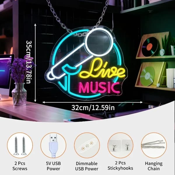 Neonskylt, dimbar LED-lampa, USB-driven,32x35cm