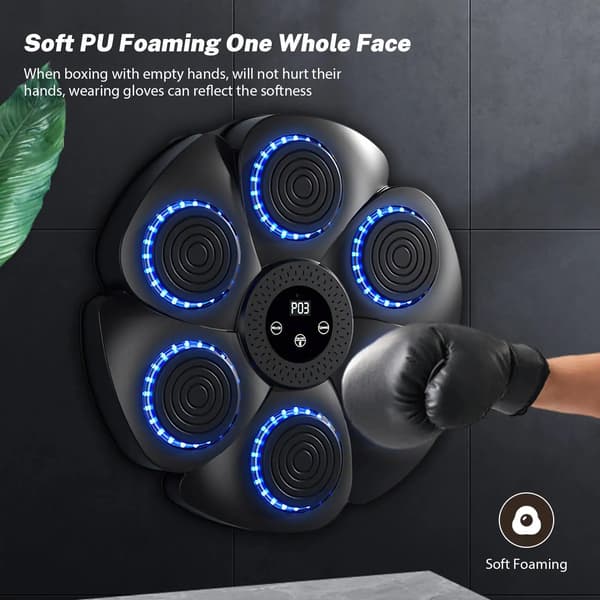 Boxningstränare, Bluetooth-anslutning, Kompakt design,Vit + Halvfingerhandskar