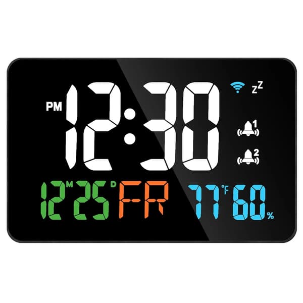 Digital klocka, WiFi-anslutning, intelligent termometer och hygrometer,VIT
