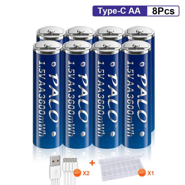 Uppladdningsbara Batterier, 1.5V Litiumjon, Hög Kapacitet,8AA