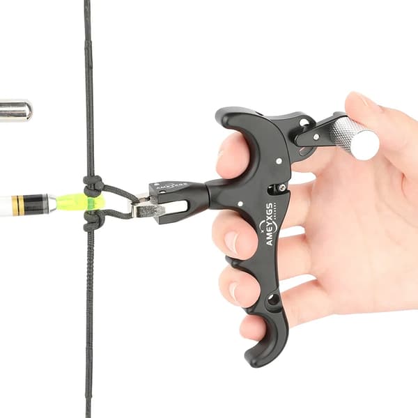 Bueskydning Udgivelseshjælp, 4-Finger Mekanisme, 360° Drejetrigger,sort