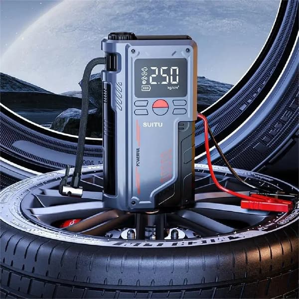 Jump Starter, Dækpumpe, LED Lys,LED