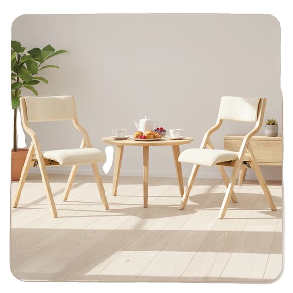 Foldbar Træstol, Ergonomisk Design, Pladsbesparende,HVID