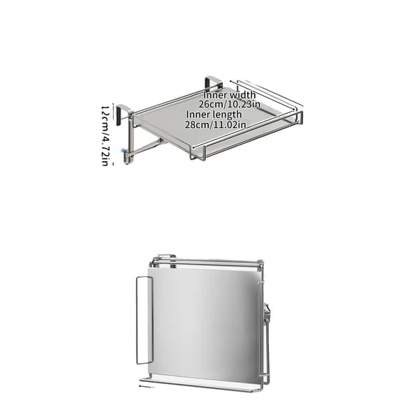 Foldbar Køkkenhylde, Rustfrit Stål, Pladsbesparende Design,Sølvgrå