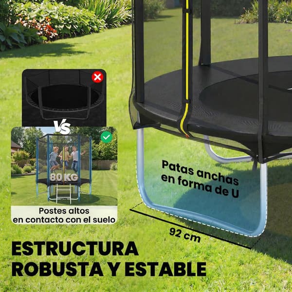 Trampolin, Sikkerhedsnet, Belastningsevne 80 kg,sort