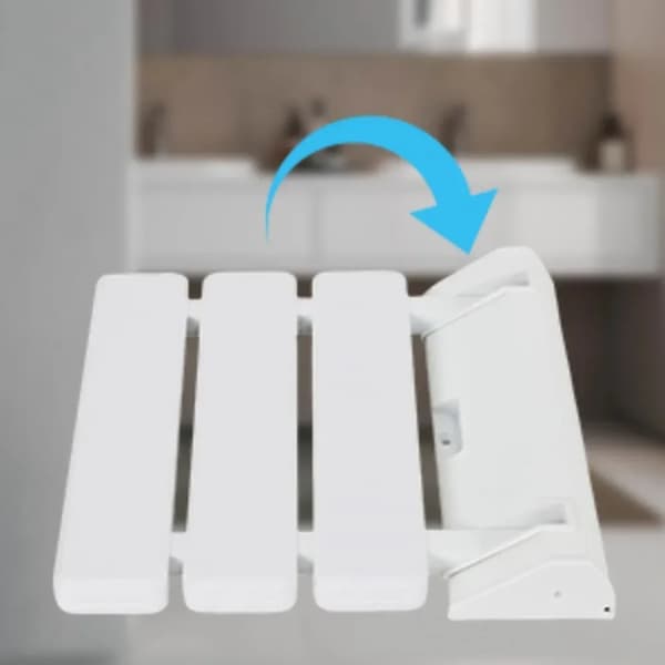 Fällbar Duschsits, Väggmonterad, Platsbesparande Design,VIT