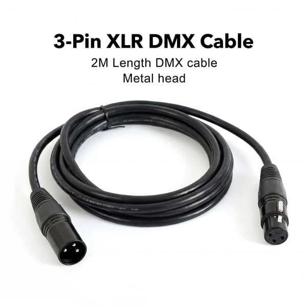 DMX Kabel, 2m Længde, Balanceret Lyd,sort