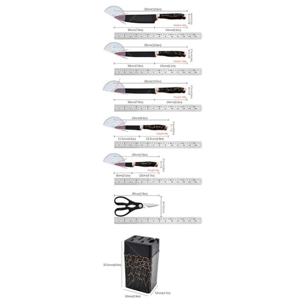 Kokkekniv Sæt, Rustfrit Stål, Ergonomisk Design,8PCS
