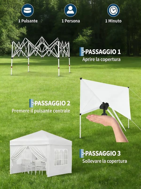 Paviljong, Vattentät Tältduk, Snabb Pop-Up Design,Vit