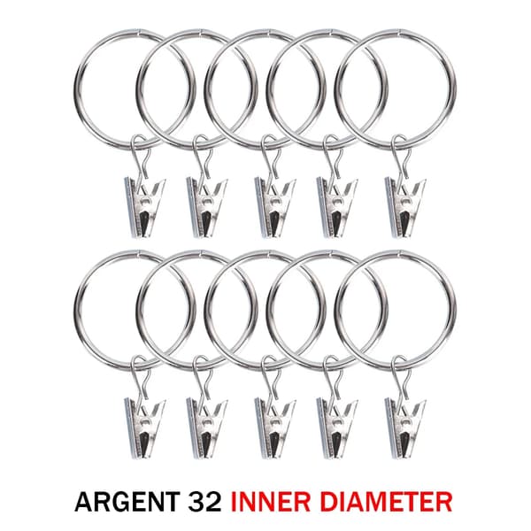 Gardinstangsringe & Spænder, Metal Design, Moderne Stil,10stk, Sølv-32mm